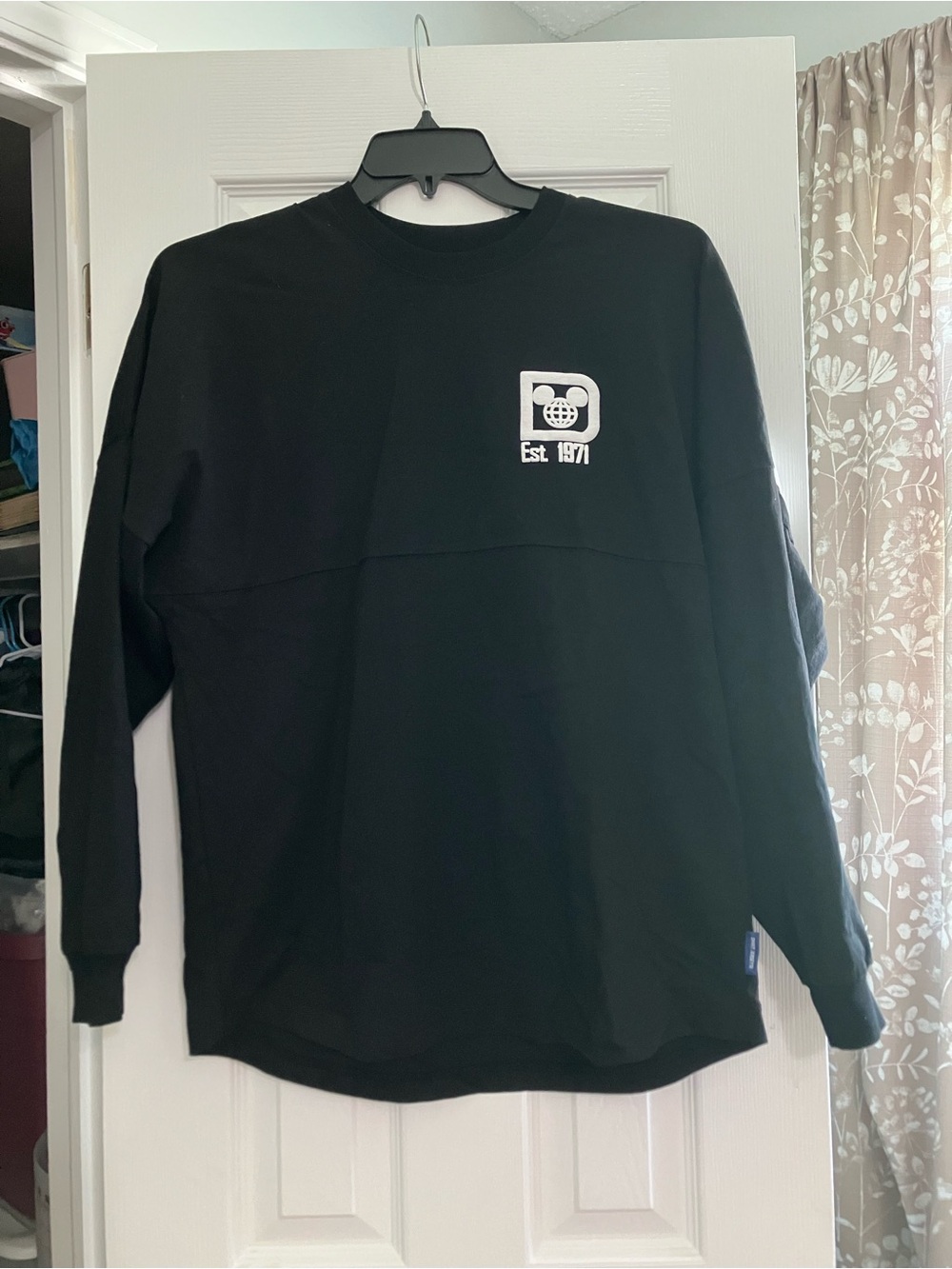 Disney Black Crewneck Sweatshirt with White Chest Logo